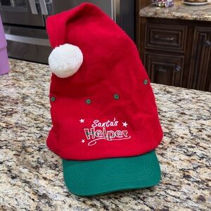 Santa's Helper Red & Green Holiday Hat
